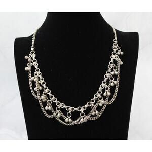 Vintage Very Unique Silver Toned Multilayer Necklace N68